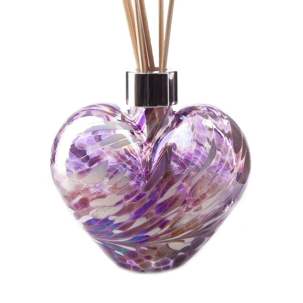 Amelia Art Glass Violet & White Heart Reed Diffuser Gift Set  Extra Image 1